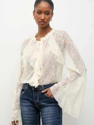 Answear.LAB bluzka damska kolor beżowy w kwiaty