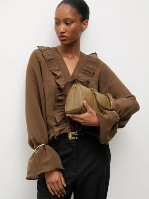 Answear.LAB bluzka damska kolor brązowy gładka