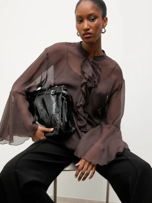 Answear.LAB bluzka damska kolor brązowy gładka