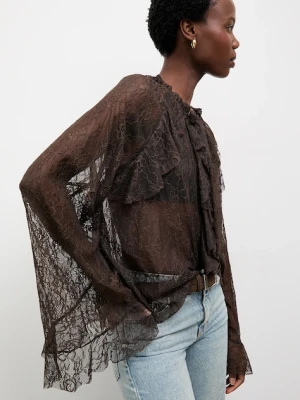 Answear.LAB bluzka damska kolor brązowy w kwiaty