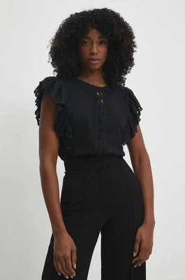 Answear Lab bluzka damska kolor czarny z aplikacją