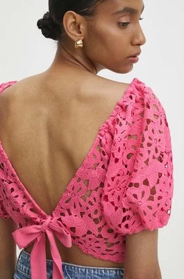 Answear Lab bluzka damska kolor różowy gładka
