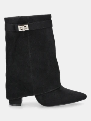 Answear.LAB botki kolor czarny na słupku lekko ocieplone