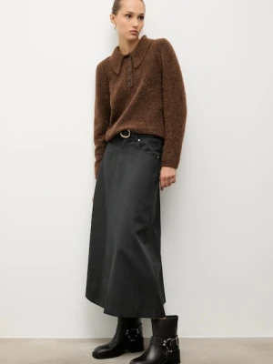 Answear.LAB botki skórzane kolor brązowy na słupku