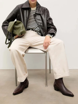 Answear.LAB botki skórzane kolor brązowy na słupku