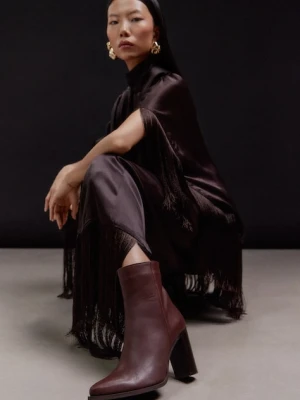 Answear.LAB botki skórzane kolor brązowy na słupku