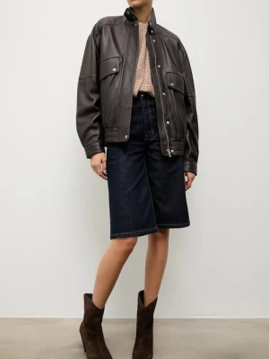 Answear.LAB botki zamszowe kolor brązowy na słupku