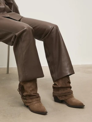 Answear.LAB botki zamszowe kolor brązowy na słupku