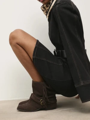 Answear.LAB botki zamszowe kolor brązowy na słupku