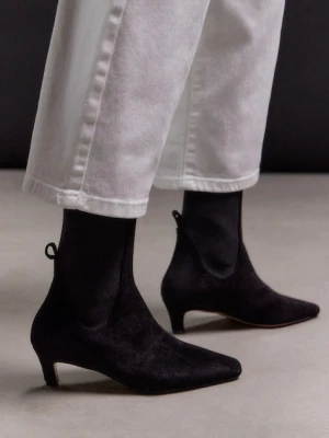 Answear.LAB botki zamszowe kolor czarny na szpilce