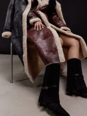 Answear.LAB botki zamszowe kolor czarny na szpilce