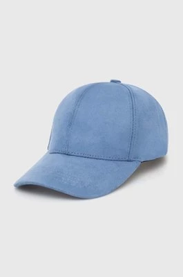Answear Lab czapka z daszkiem kolor niebieski gładka