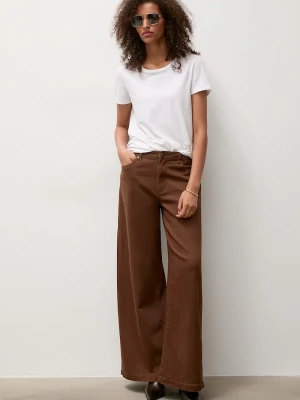 Answear.LAB jeansy wide leg damskie brązowy