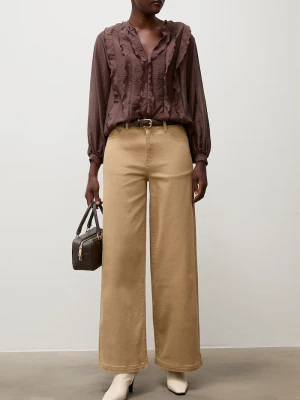 Answear.LAB jeansy wide leg damskie brązowy