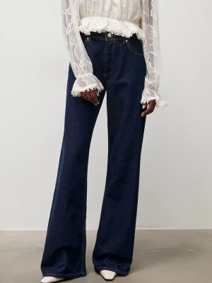 Answear.LAB jeansy wide leg damskie granatowy