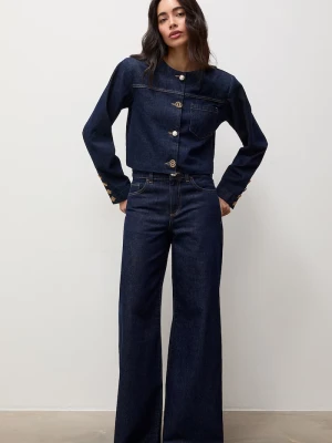 Answear.LAB jeansy wide leg damskie granatowy