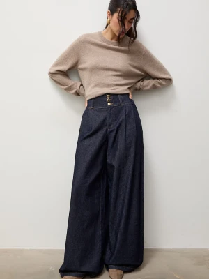 Answear.LAB jeansy wide leg damskie granatowy