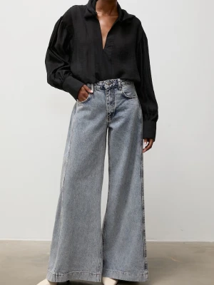 Answear.LAB jeansy wide leg damskie niebieski