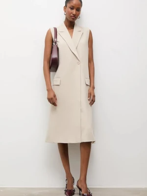 Answear.LAB kamizelka kolor beżowy dwurzędowa