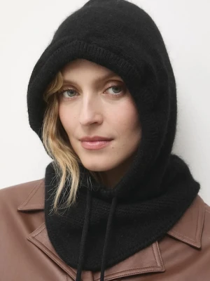 Answear.LAB kaptur z dodatkiem wełny kolor czarny