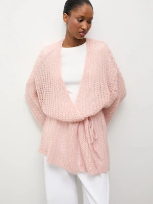Answear.LAB kardigan z dodatkiem wełny damski kolor różowy lekki