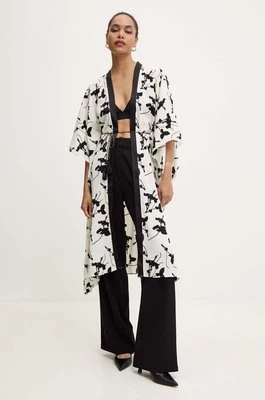 Answear Lab kimono kolor beżowy oversize wzorzysta