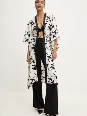 Answear Lab kimono kolor beżowy oversize wzorzysta