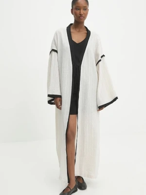 Answear Lab kimono kolor biały niezapinana gładka