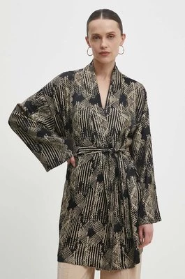 Answear Lab kimono kolor czarny wzorzysta