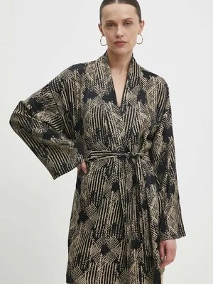 Answear Lab kimono kolor czarny wzorzysta