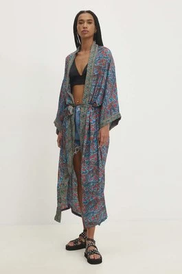 Answear Lab kimono kolor niebieski oversize wzorzysta