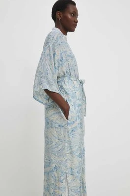 Answear Lab kimono kolor niebieski wzorzysta