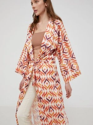 Answear Lab kimono kolor pomarańczowy oversize wzorzysta