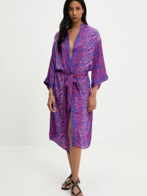 Answear Lab kimono kolor różowy niezapinana wzorzysta