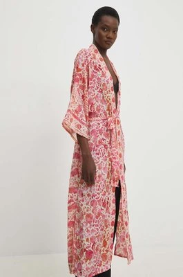 Answear Lab kimono kolor różowy oversize wzorzysta