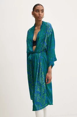 Answear Lab kimono kolor zielony wzorzysta