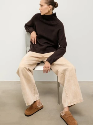 Answear.LAB klapki zamszowe damskie kolor brązowy