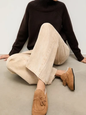 Answear.LAB klapki zamszowe damskie kolor brązowy