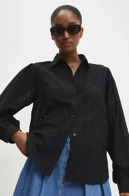 Answear Lab koszula bawełniana damska kolor czarny regular z kołnierzykiem klasycznym