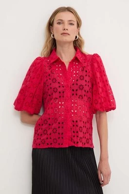 Answear Lab koszula bawełniana damska kolor czerwony regular z kołnierzykiem klasycznym