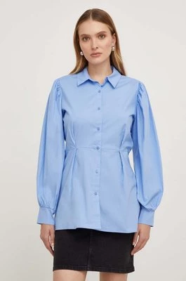 Answear Lab koszula bawełniana damska kolor niebieski regular z kołnierzykiem klasycznym
