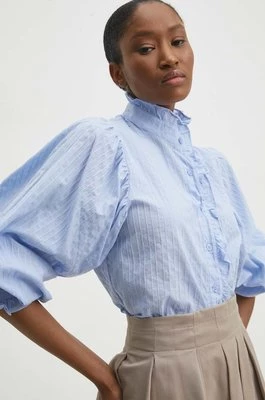 Answear Lab koszula bawełniana damska kolor niebieski regular ze stójką