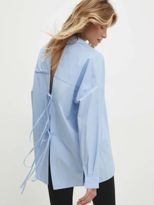 Answear.LAB koszula bawełniana damska kolor niebieski relaxed z kołnierzykiem klasycznym
