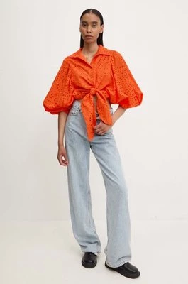 Answear Lab koszula bawełniana damska kolor pomarańczowy relaxed z kołnierzykiem klasycznym