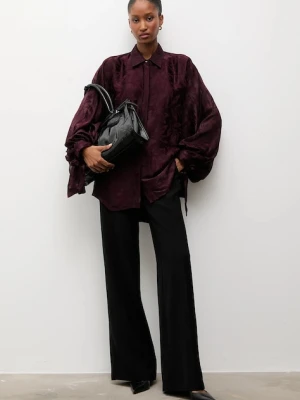 Answear.LAB koszula damska kolor bordowy relaxed z kołnierzykiem klasycznym