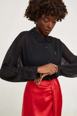 Answear Lab koszula damska kolor czarny regular z kołnierzykiem klasycznym