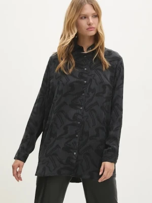 Answear.LAB koszula damska kolor czarny relaxed z kołnierzykiem klasycznym