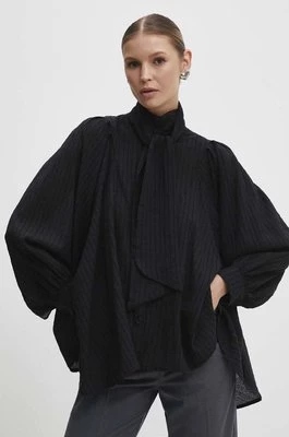 Answear Lab koszula damska kolor czarny relaxed z wiązanym dekoltem