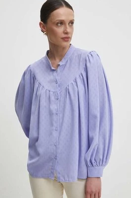 Answear Lab koszula damska kolor fioletowy relaxed ze stójką