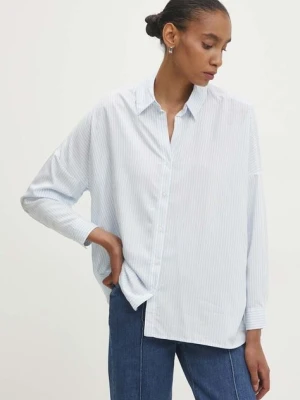 Answear.LAB koszula damska kolor niebieski relaxed z kołnierzykiem klasycznym